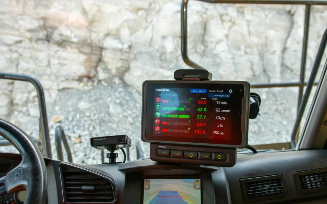 Komatsu monitor för förarvägledning som stöd